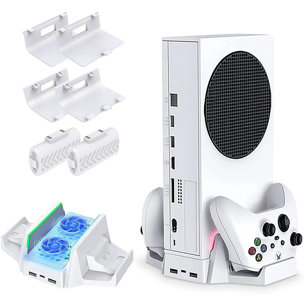 

Dobe For Xbox Series S Vertical Cooling Fan Stand with Dual Controller Charger Battery Pack Charging Dock For Xbox SS TYX-0663