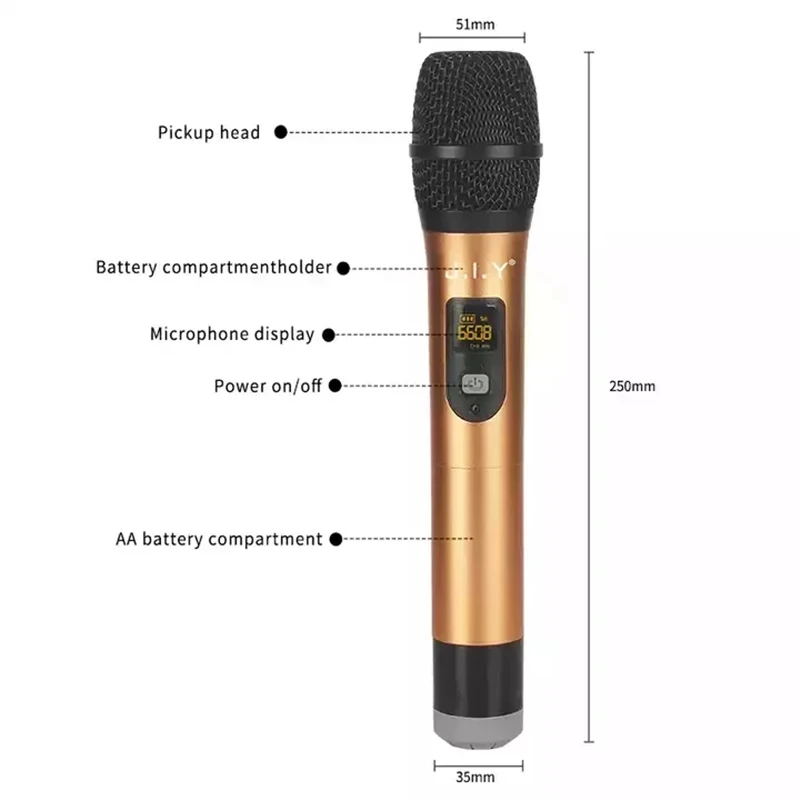 Imagem -05 - Professional Karaoke Wireless Microphon System Audio Conjunto Uhf Handheld Mic Blueteeth Speaker For Party Box Karaoke Church Meeting