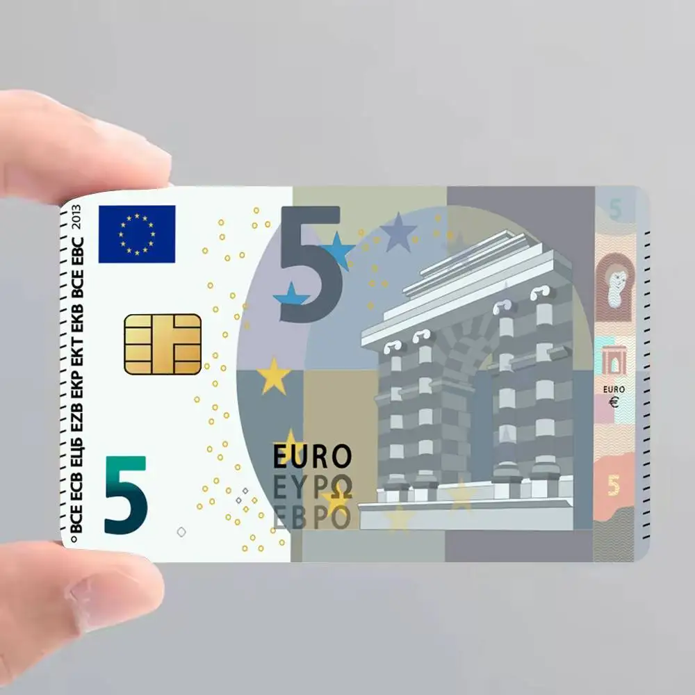 5 Euro Bill Banknote Money Credit Card Skin Stickers For Bank Card Bus Metro Card Sticker Waterproof