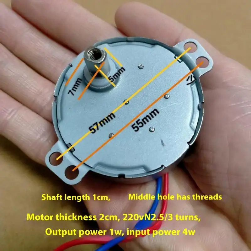 One Piece 220V 4W 49TYJ Flat Port Synchronous Motor with Claw Pole Permanent Magnet for Head Swivel Fan Motor