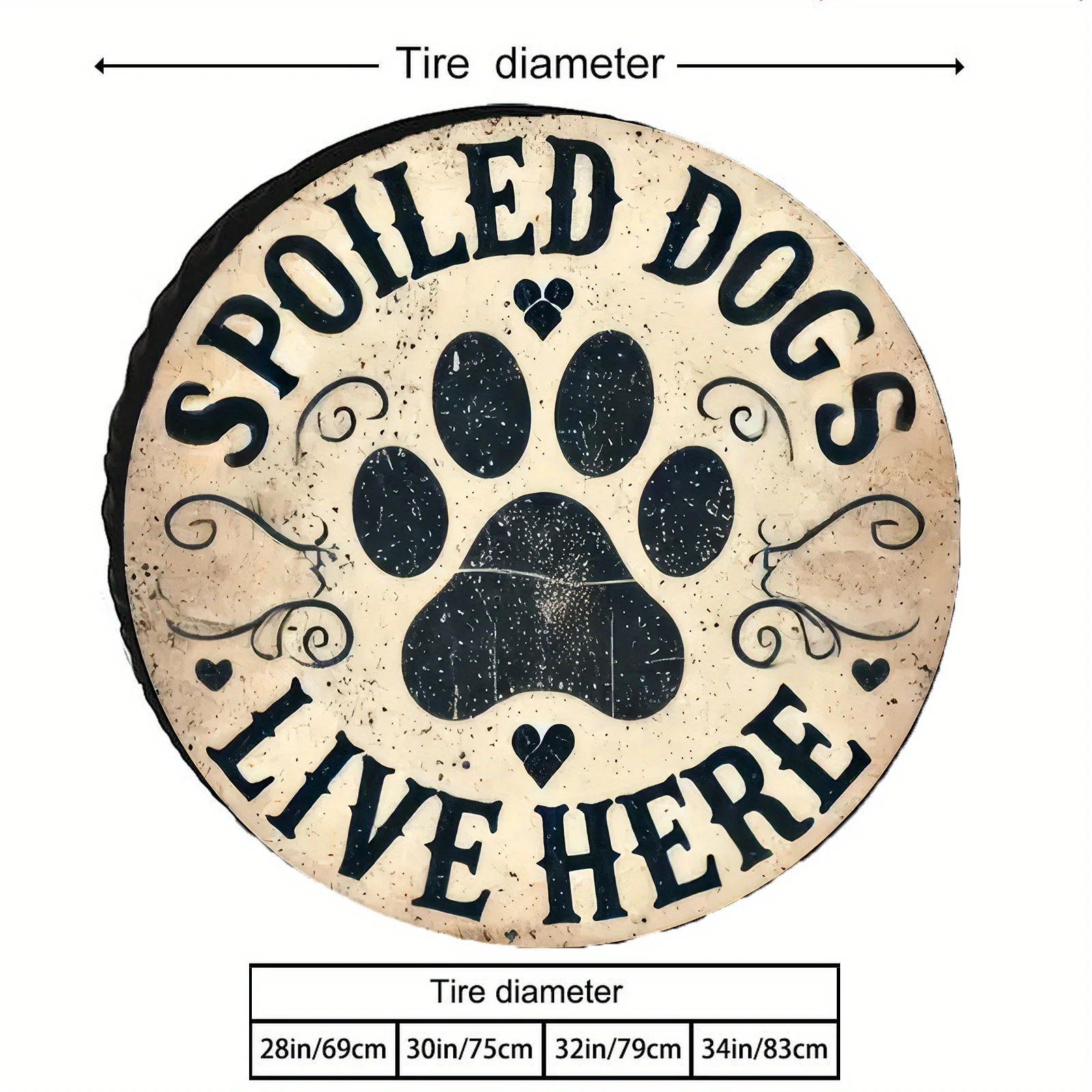 The Spoiled Dog Lives Here, 28/30/32/34-inch Tire Cover, Spare Tire Cover, Stylish And Elegant Appearance, Multiple Patterns Ava