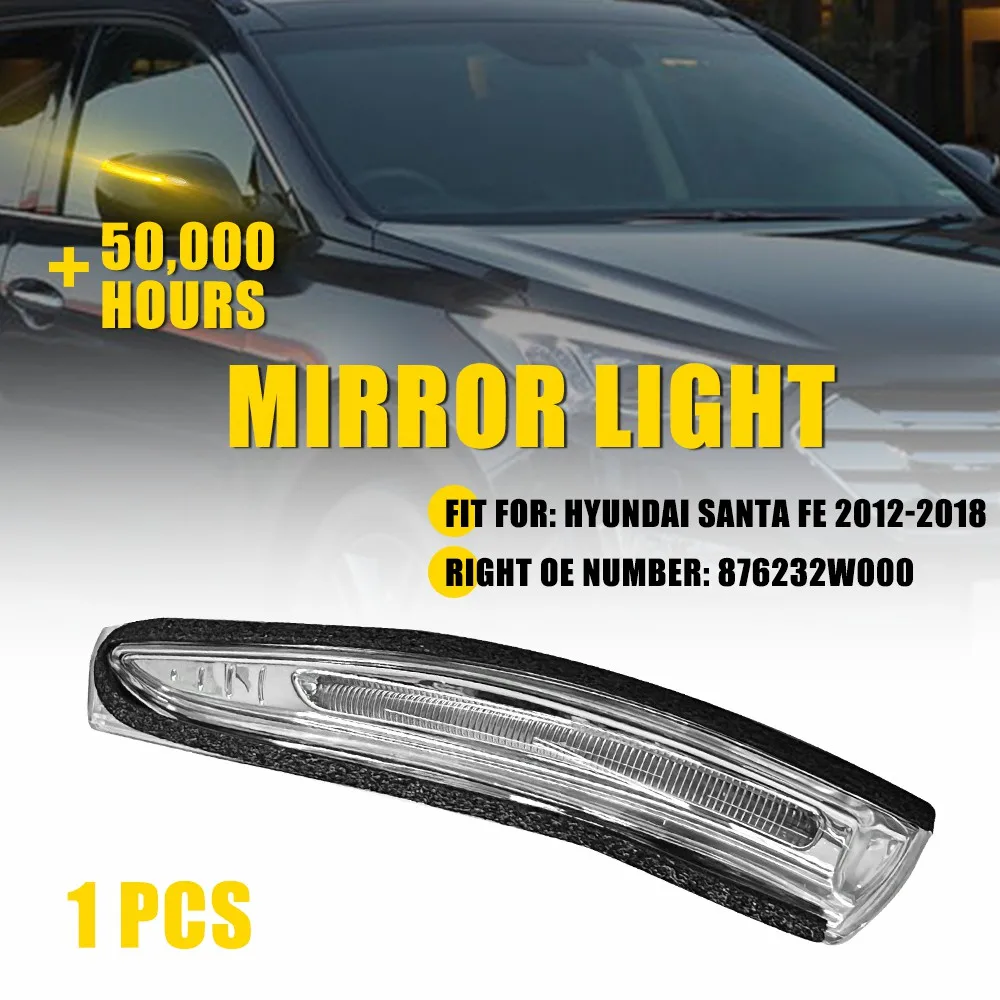 

1Pcs For Hyundai Santa Fe 2012 2013 2014 2015 2016 2017 2018 Car Accessories Amber LED Right Side Mirror Light OE 876232W000