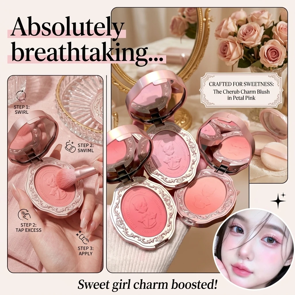 4.5g Kakashow Girl Heart Relief Gradual Powder Blusher Natural Color Fine False Makeup Atmosphere Powder Blusher for Women