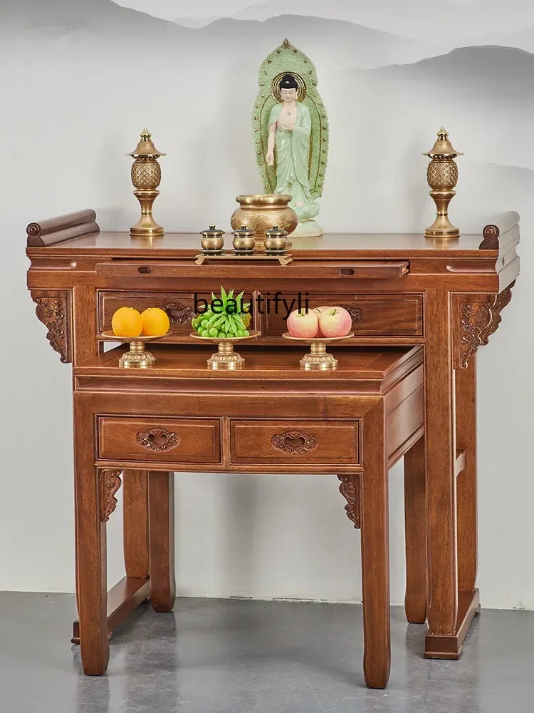 Solid Wood Altar Home Living Room Altar Chinese Style Altar God of Wealth Tribute Table