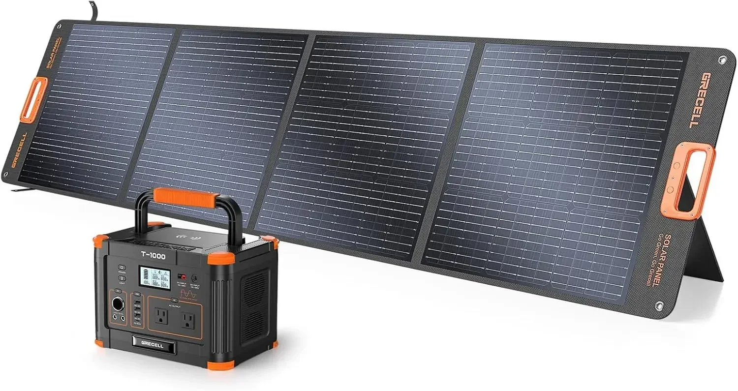 

Portable Power Station 1000W with Solar Panel 200W, GRECELL 999Wh Solar Generator with Panels Included, 60W USB-C PD Output,