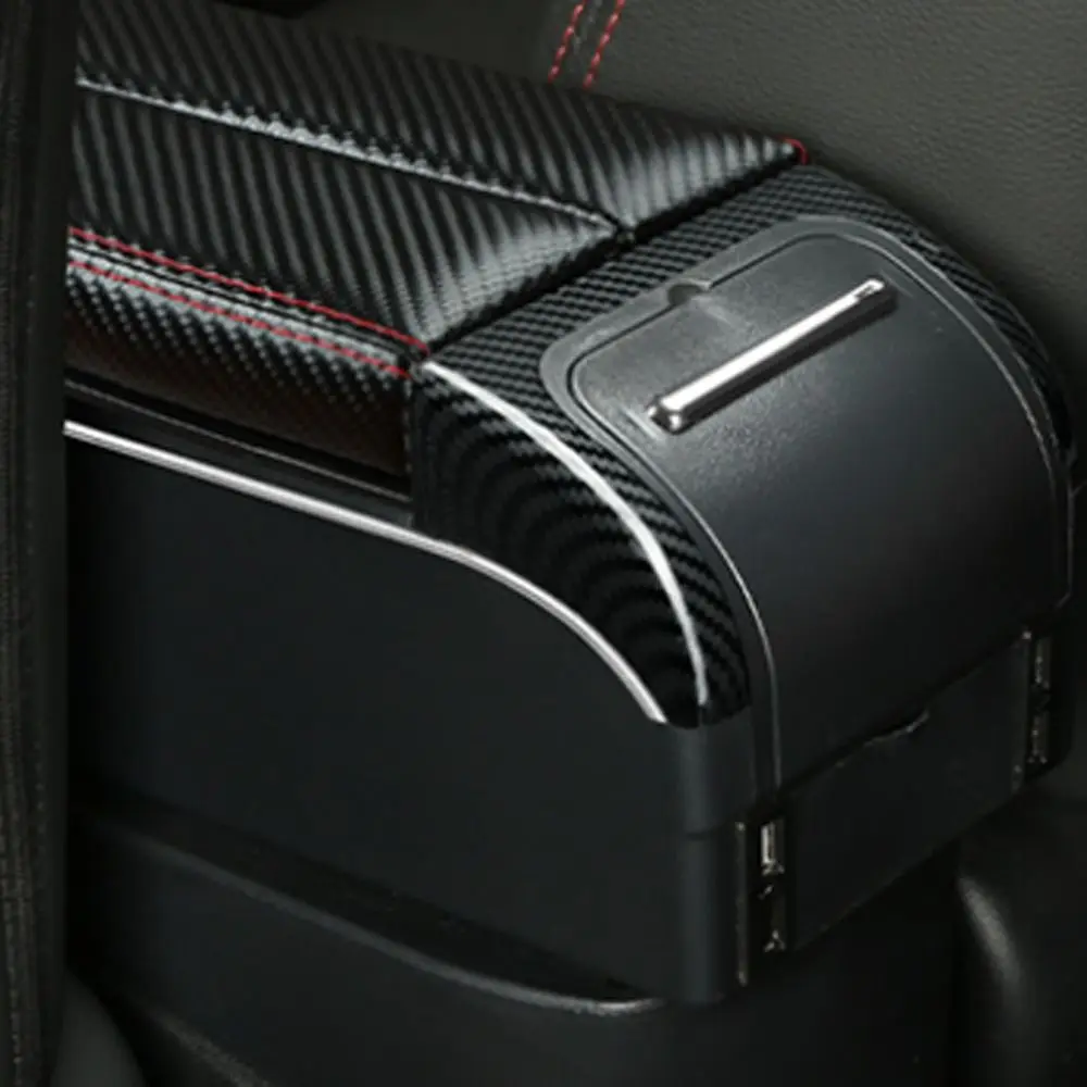 

Карбоновый автомобильный подлокотник класса, регулируемый с подстаканником, подлокотник, консольный ящик, USB-порт, подлокотник