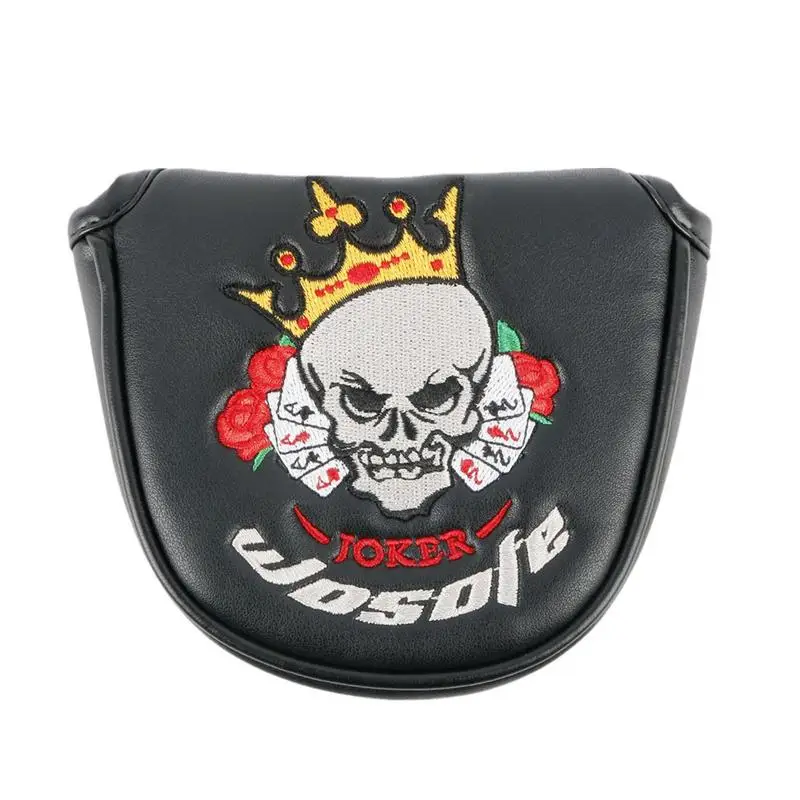 Skull Golf Putter Covers Joker Pattern Golf Headcovers PU Leather Magnetic Closure Golf Club Cover For Most Golf Club Accessory