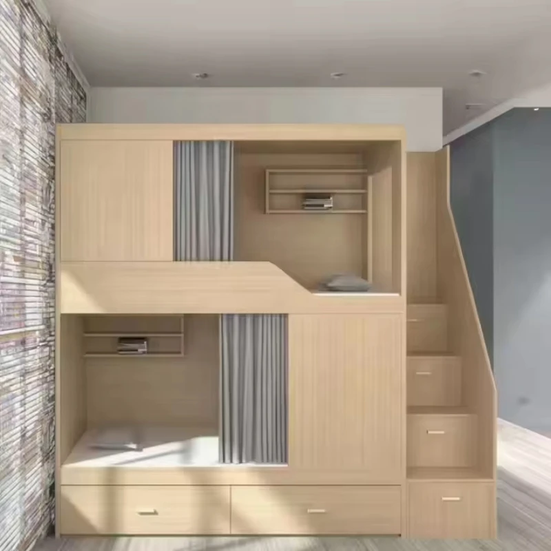 

Modern design solid wood bunk bed student dormitory apartment & electronic sports hotel capsule style