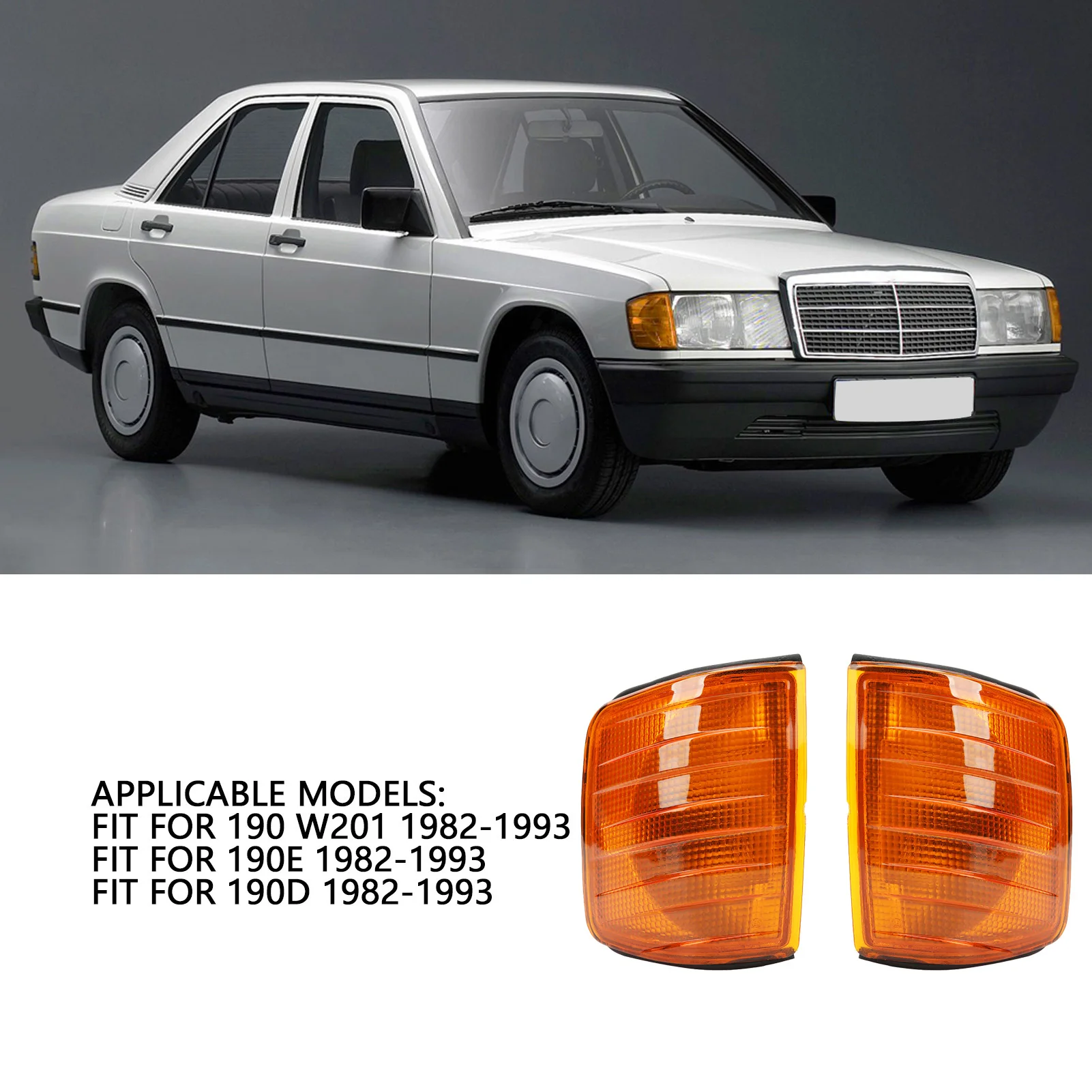 Front Turn Signal Corner Light Bright Light Shockproof Clear Visibility Fit For Mercedes-Benz 190 W201 1982‑1993 Left or Right