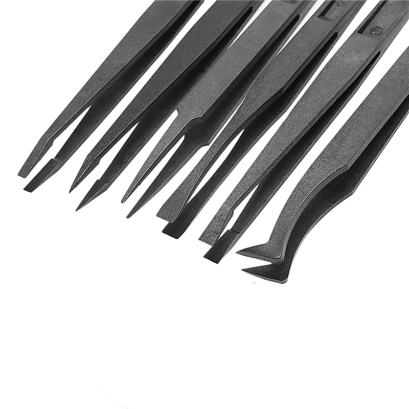 

BHTS-30PCS Precision Tweezer Set Plastic Anti Static Tool Kit Size 1/2/3/5/6/8(Black)