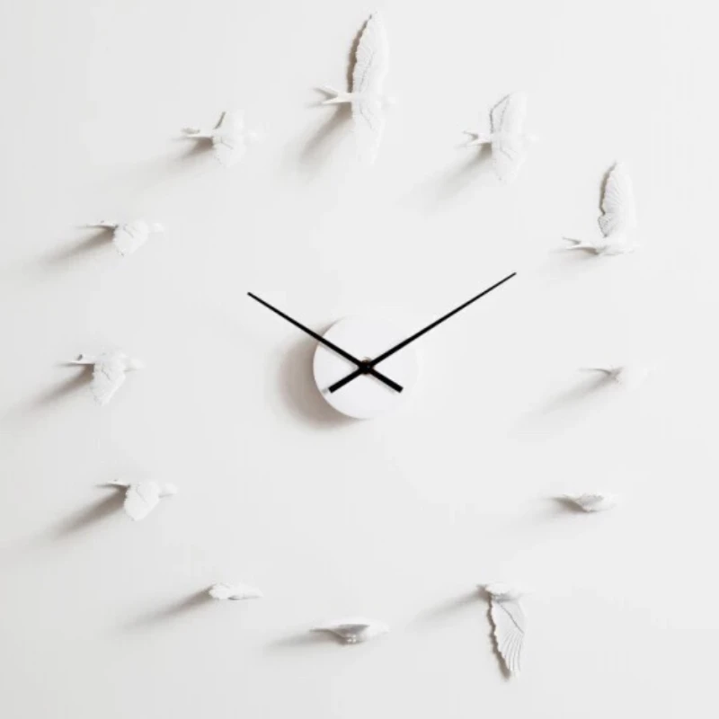 Swallow Clock Flying Bird Clock Wall Clock White Pendant Creative Living Room and Bedroom Wall Wall Clock Home