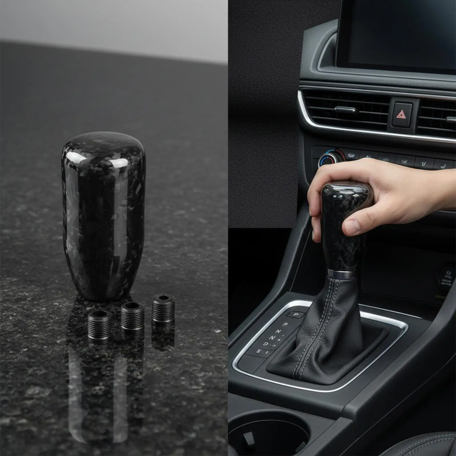 Carbon Fiber Gear Shift Lever Knob Glossy Weave Pattern for Automotive Manual Shifter Cockpit Custom