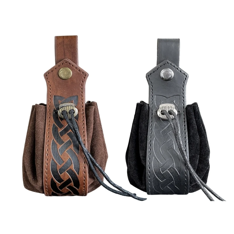 Retro-PU-Dice Bag Money Drawstring Medieval Belt Bag Dropship