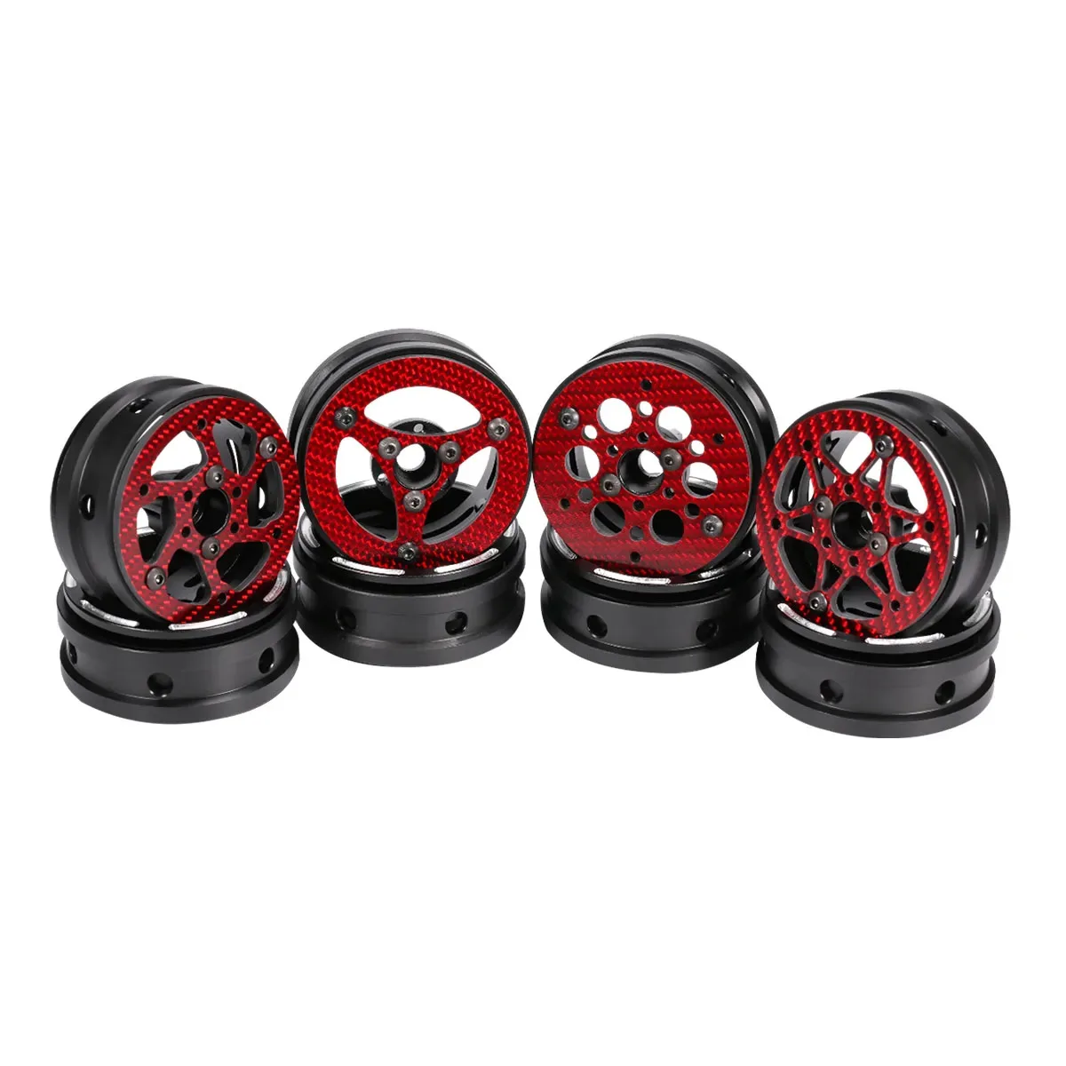 4PCS Carbon Fiber 1.9 Inch Coloured Beadlock Wheels Rims for 1/10 RC Rig Crawler LCG Comp Builds Capra SCX10 TRX4 UGRC Chassis