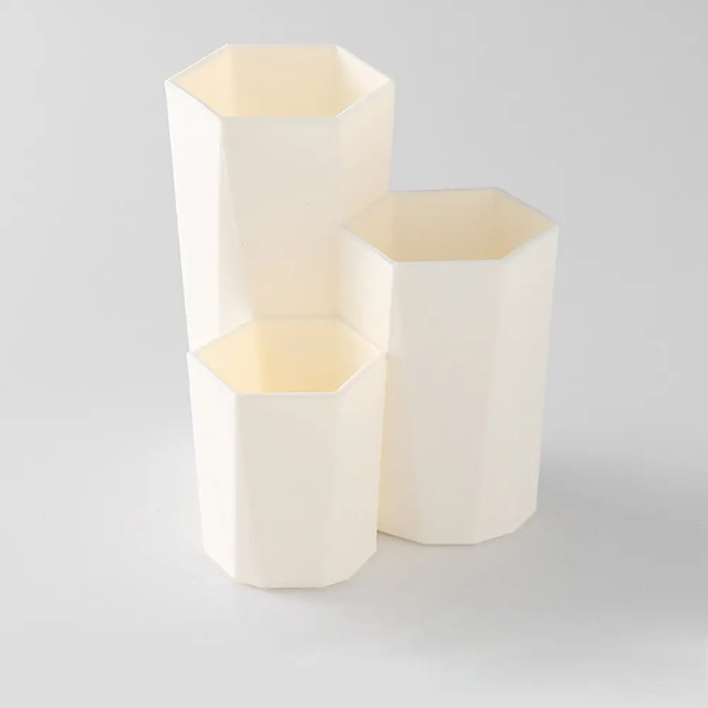 1Pcs Plastic Brush Holder Six Shape Design Desktop Storage Canister Sundries Organizer for Home Office Dorms