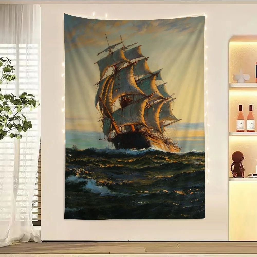 

Ship Cartoon Tapestry Art Science Fiction Room Home Decor Wall Hanging Home Decor