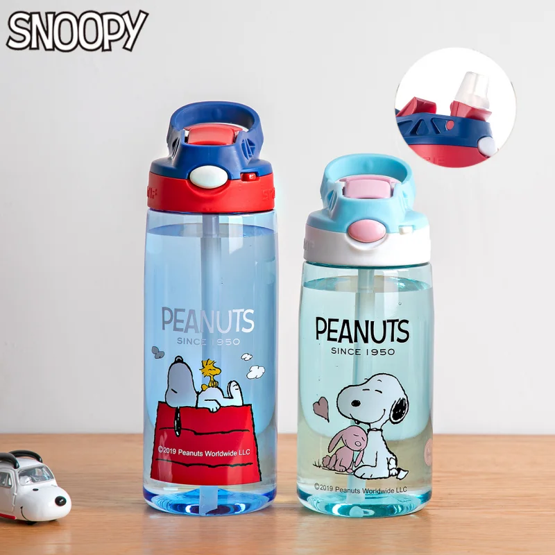 Snoopy Cartoon Cute Children's Water Cup Creative Kawaii Plastic High Temperature Resistant Plastic Cup Straw Cup Gift Wholesale