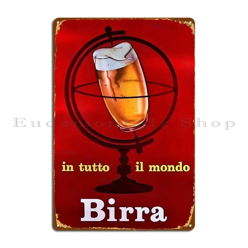 Placa de Metal Vintage Italiana 1920 Birra Milano Cerveja Bebida Alcoólica Vermelha Publicidade Engraçada para Clubes Impressão Criativa Pôster de Lata