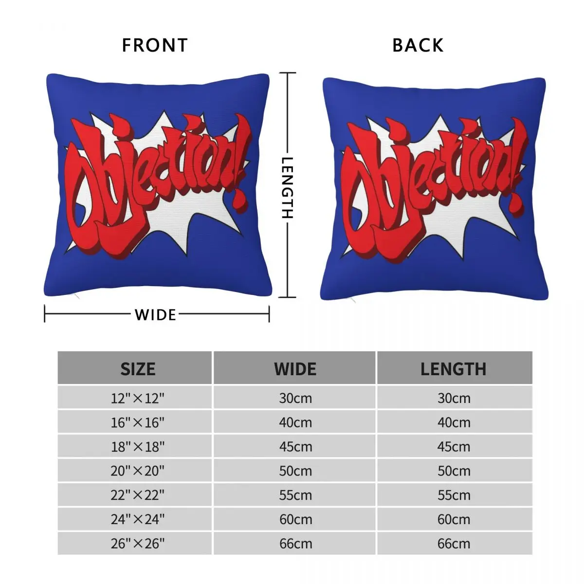 Ace Attorney Objection Pillowcase Polyester Linen Velvet Printed Zip Decorative Throw Pillow Case Sofa Seater Cushion Cover