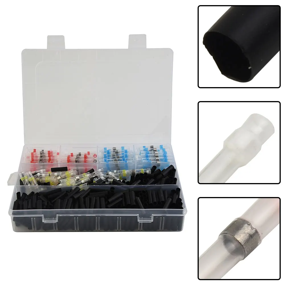 Welding Connector Terminal Professional Waterproof Heat Shrink Butt Connectors Kit 650PCS Solder Seal Terminals