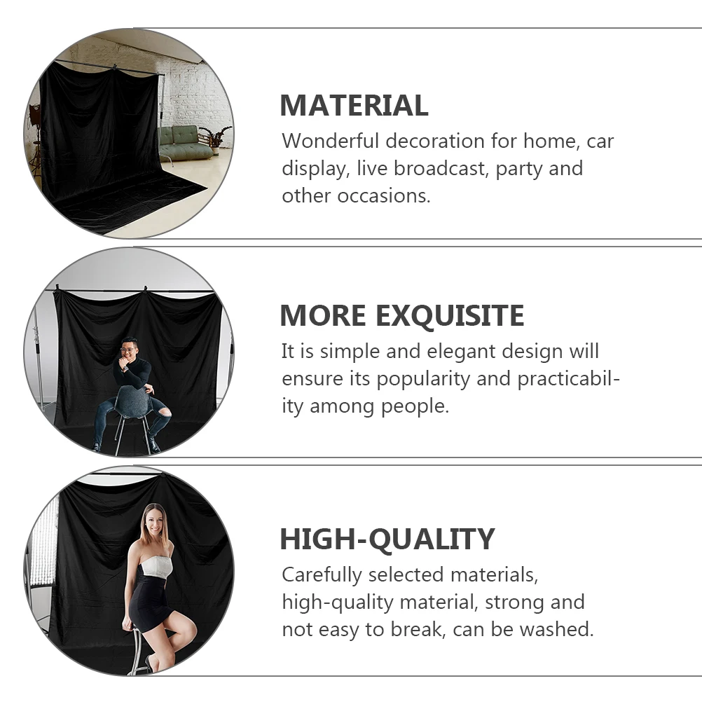 

1Pcs Black Background Cloth Decor Premium Material Simple Fashionable Photo Backdrop Durable Storage Easy Carry