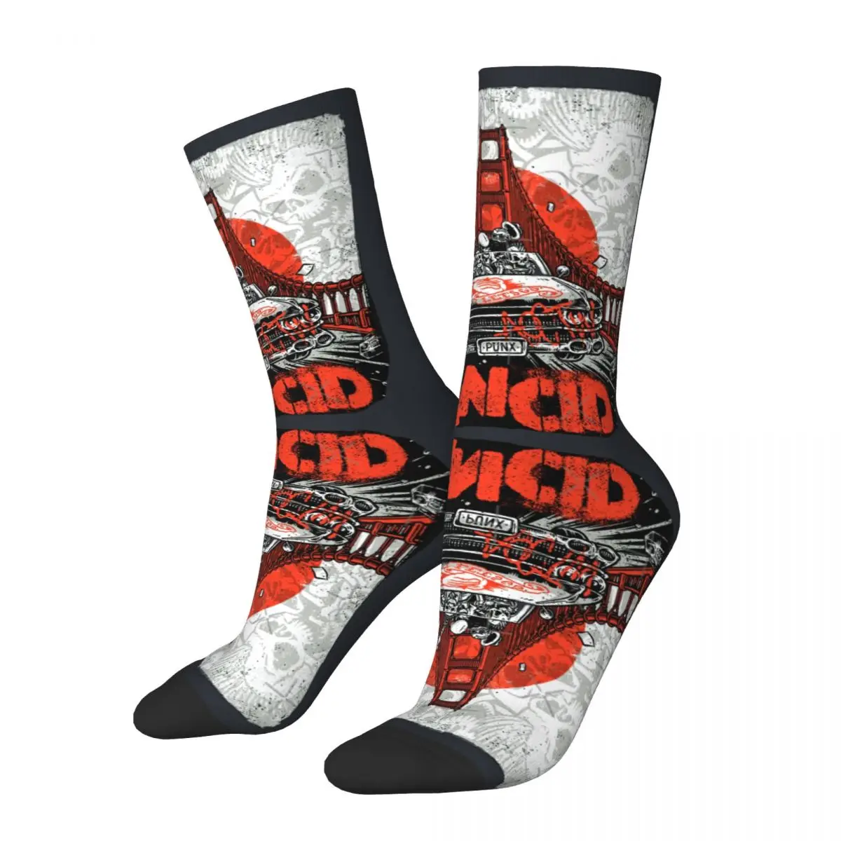 

Retro New Wave Rancid Of Music Retro Vintage Men's compression Socks Unisex R-Rancid Rock Band2 Harajuku Novelty Crew Sock