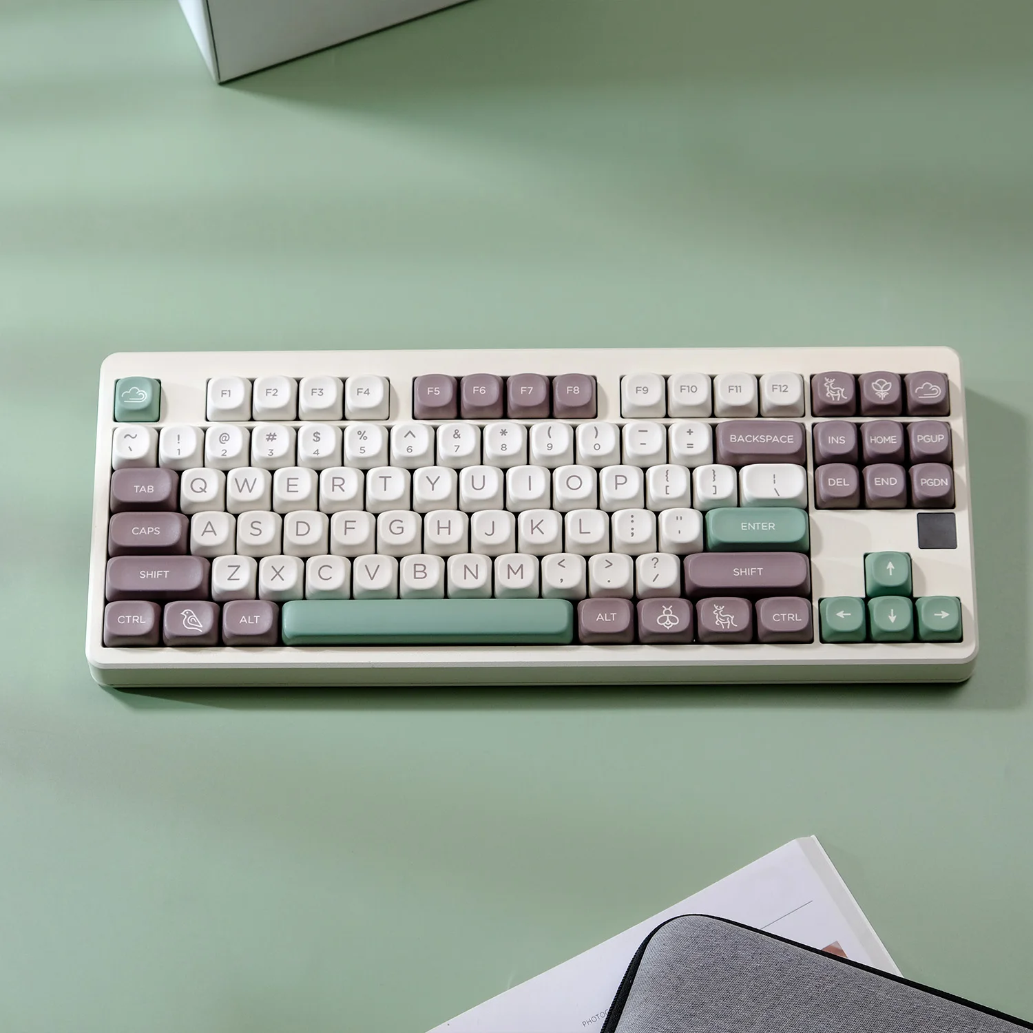 KTOMOT 125 Keys Green Forest Theme Keycaps MOA Profile Dye Sub PBT Anime Game Keycap for Mx Switch DIY GMK Mechanical Keyboard