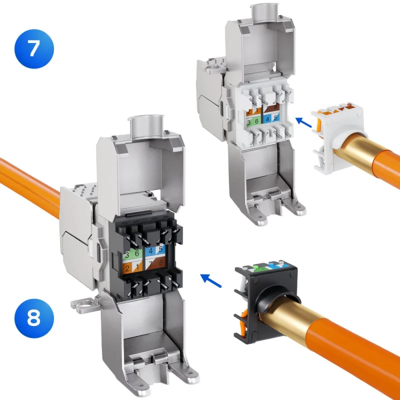 Linkwylan-aislamiento de red de desplazamiento LSA CAT 6A, conector LAN STP, aleación de Zinc, sin herramientas, plateado, conectado, 2 Cables