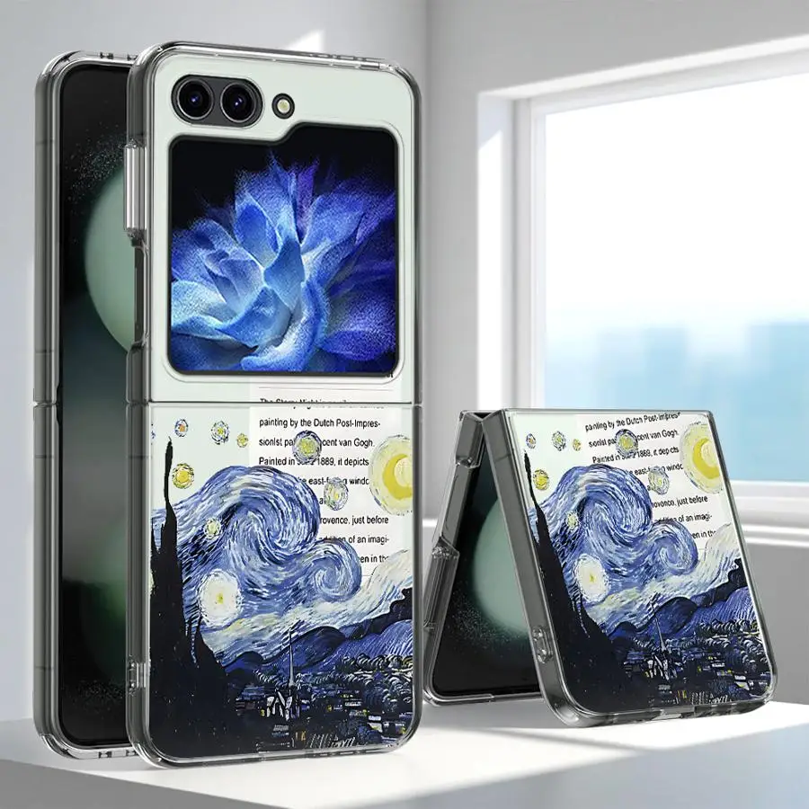 Van Gogh Sunflowers The Starry Night Art Hard Phone Cover Case for Samsung Galaxy ZFlip7 ZFlip4 ZFlip3 Z Flip 7 6 5 4 3 ZFlip5