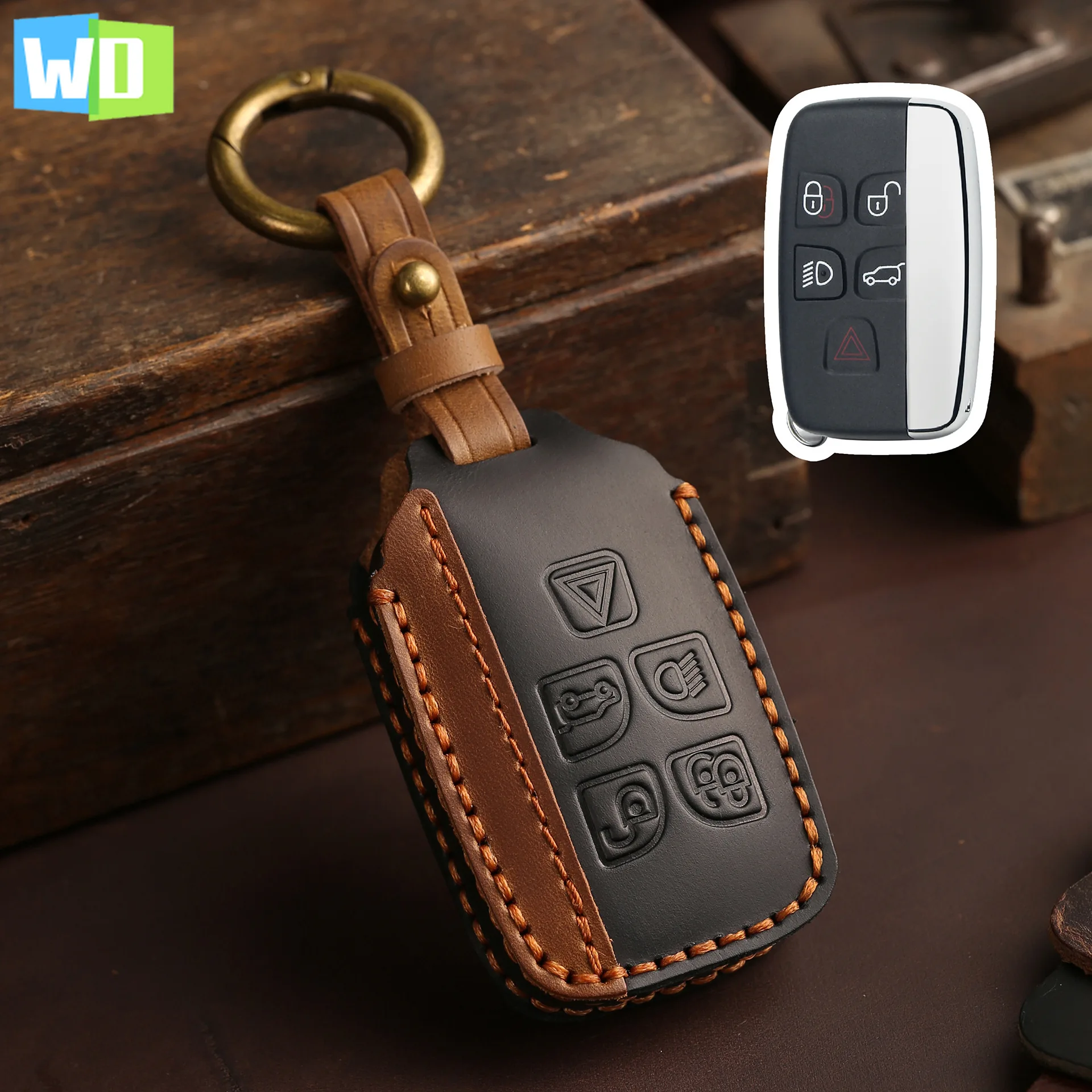 Crazy Horse Leather Car Key Cover Case For Land Rover Range Rover Sport Evoque Freelander 2 Velar Discovery 4