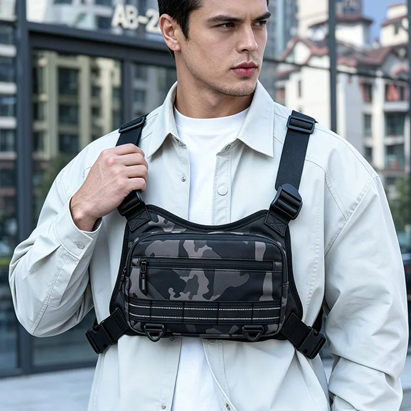 Funktionale Taktische Brusttasche Outdoor-Weste Hip-Hop Street Chest Pack Wasserdichte Atmungsaktive Paar-Tasche Sport-Rucksack – Detail 25
