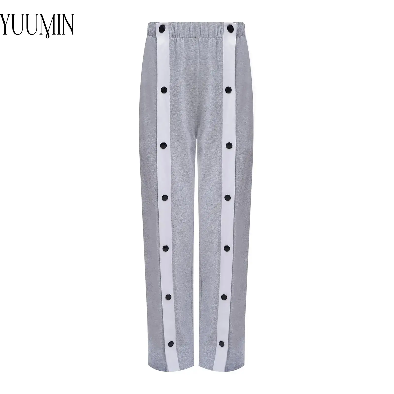 New Boys Fitness Tracksuits Kids Tear Away Pants Split Buttons Contrasting Trim Sweatpants Workout Running Basketball Sportswear