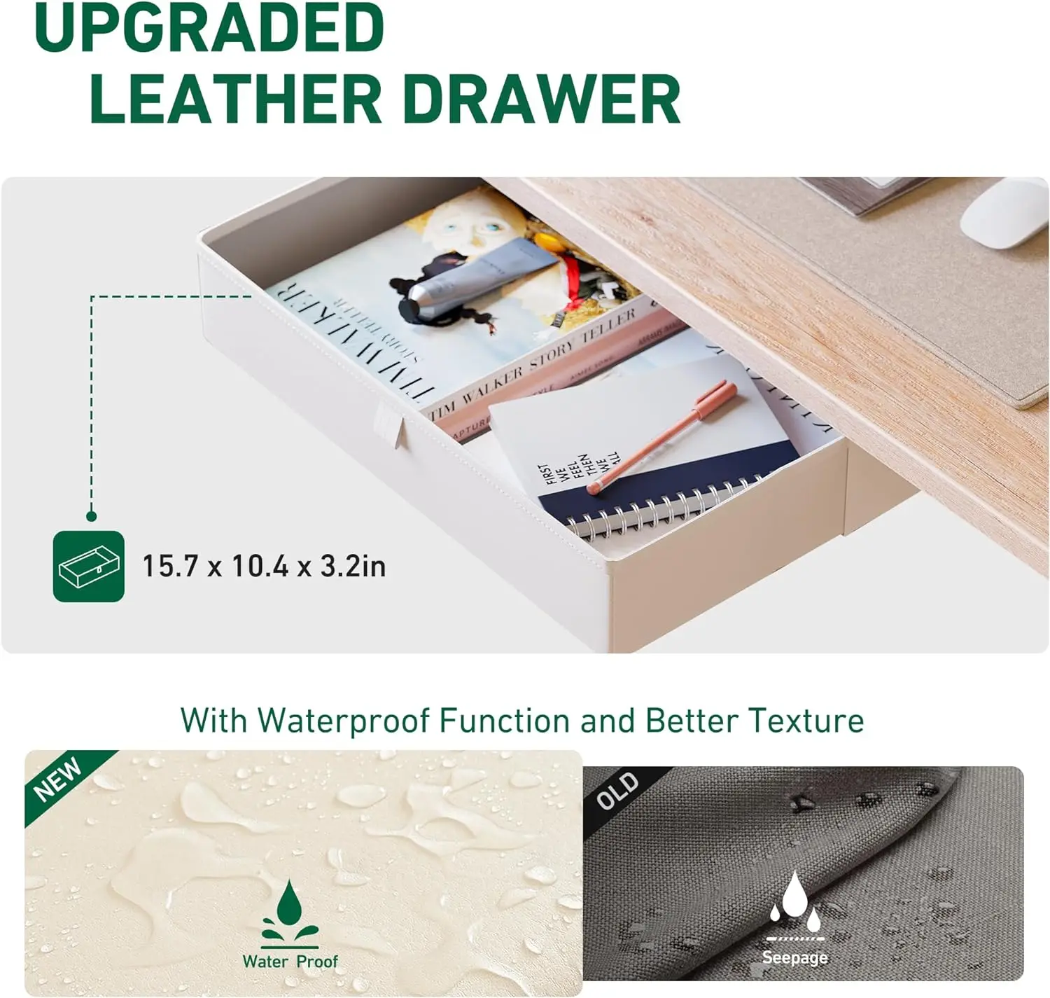 55 x 24 Inches Standing Desk with Drawer, Adjustable Height Electric Stand up Desk with Storage, Ergonomic Computer Desk, Maple