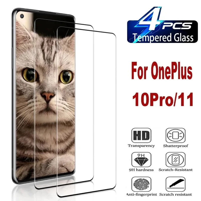 

2/4 PCS 9H Curved Four Sides Glue Tempered Glass Film For OnePlus 11 12 HD Screen Protector Glass