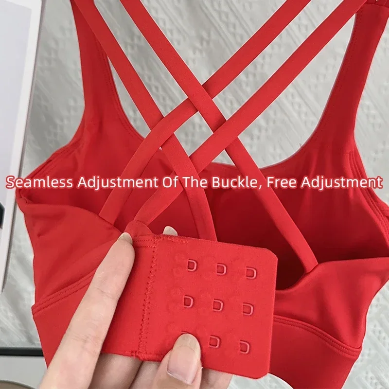 Fitness Tops Fashion Cross Back Women Sport Bra Shockproof Adjustable Buckle Sports Bra Gym Pilates Running Athletic Vest👚👍️