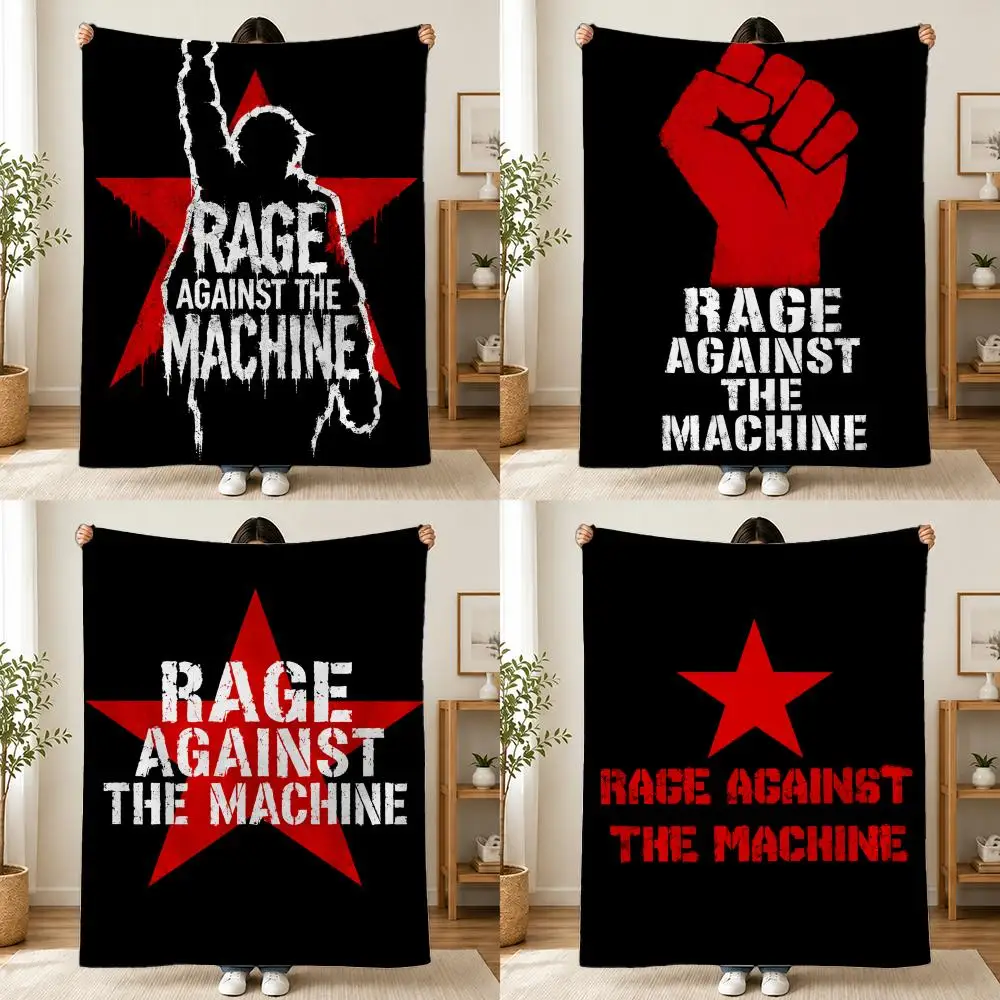 Band Rage Against The Machine Throw Plush Flannel Throw Blanket, Sofa Bed Travel Picnic Home Textile Decor