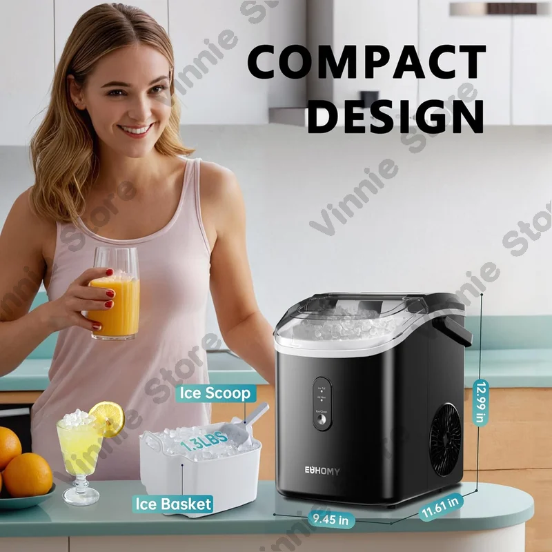 Table ice maker with handle 6 minutes preparation time 34 pounds daily output can be automatically cleaned.