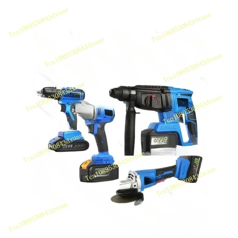Battery Brushless Rechargeable Electric Hammer Impact Drill Angle Grinder Electric Drill Four-Piece Spanner Suit Tool Suit