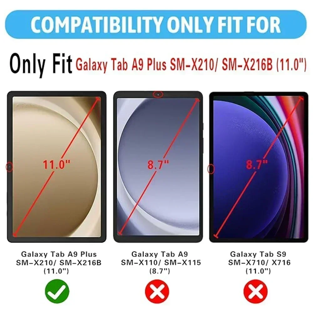 화면 보호대, 삼성에 적합한 갤럭시 탭 A9 플러스 A9 플러스 (11 인치) 2023 용, 고화질, 낙하 방지, 긁힘 방지, 강화 유리 필름