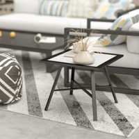 Outsunny square side table with SPC countertop 55x55x46 cm black and gray