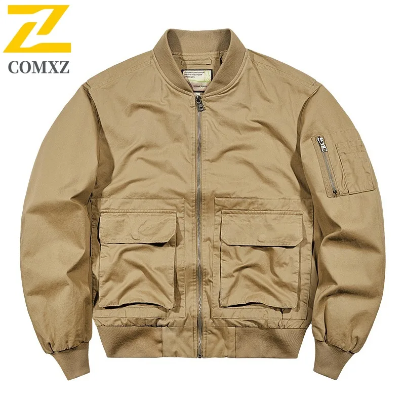 COMXZ البيسبول طوق سترة عادية الرجال في الهواء الطلق الدراجات الرياح مقاومة دراجة نارية معطف الراقية النمط الحضري الخريف ملابس جديدة #1