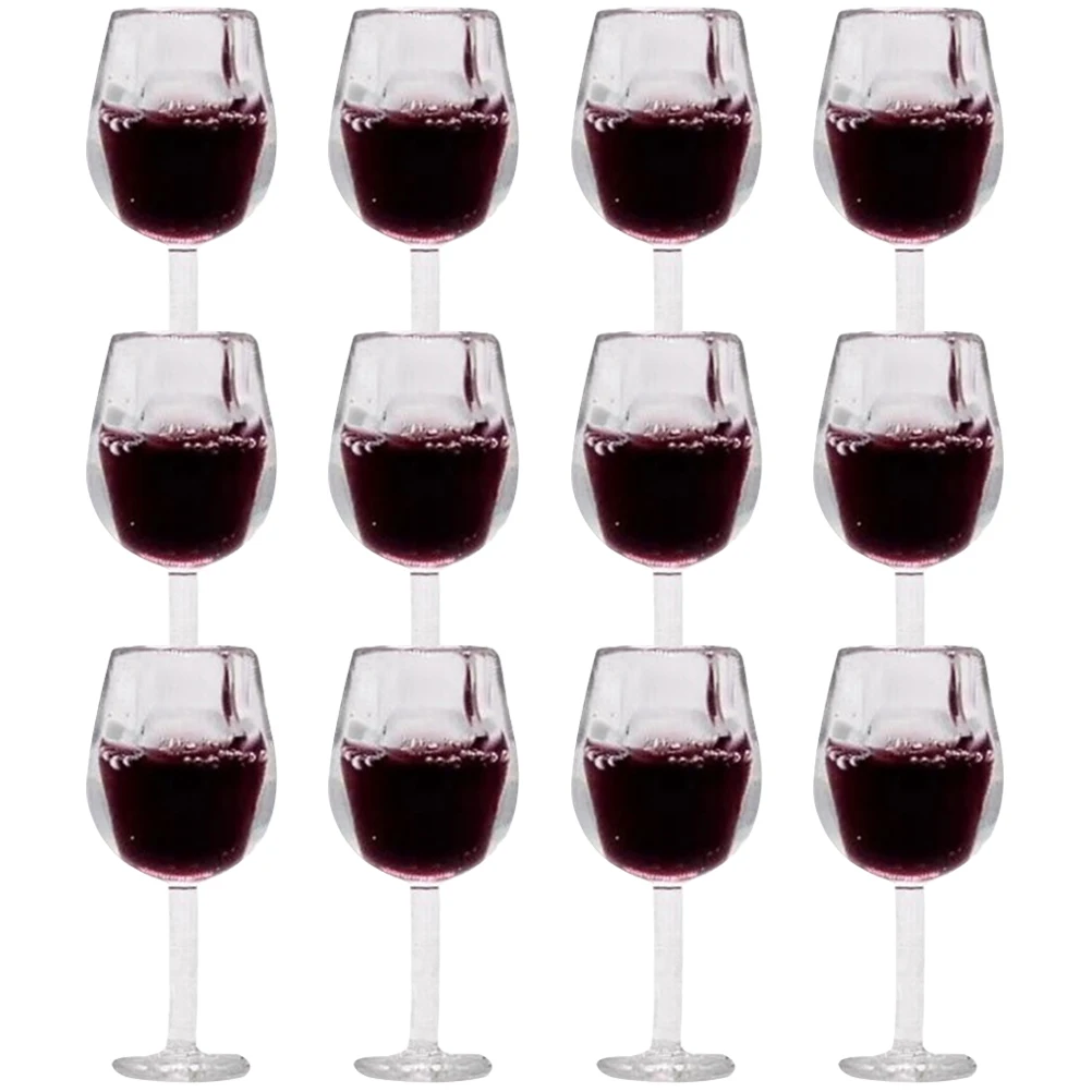 

12/24pcs Dollhouse Miniature Resin Bottles Mini Red Wine Bottles Glasses Cups Model Kitchen Furniture House Accessories