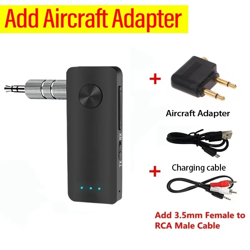 2-in-1 Bluetooth 5.4 Audio Ontvanger Zender Hifi Stereo Draadloze Adapter 3.5MM AUX Met Microfoon Voor Auto Vliegtuig TV PC Speaker