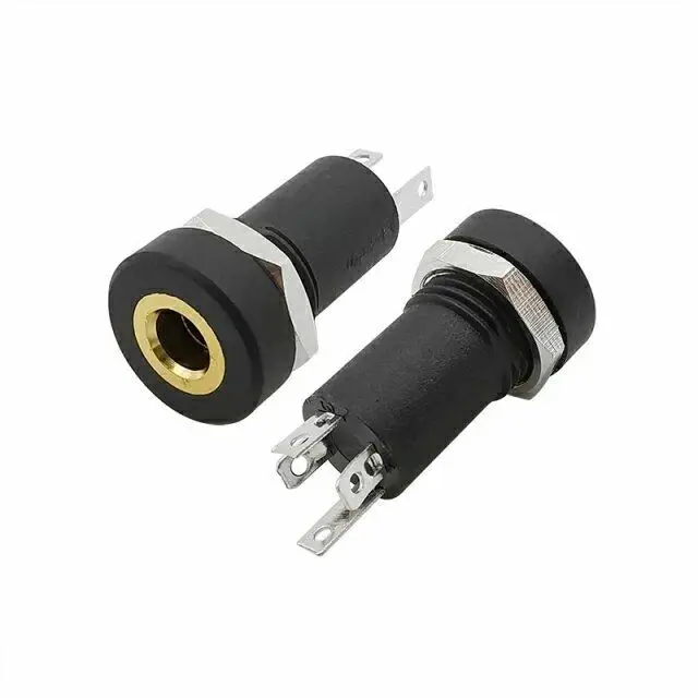 【10-5PCS】3.5mm Audio Socket 4 Pole Black Panel Mount Gold Plated With Nuts Headphone Socket PJ-392A 3.5 mm headphone female