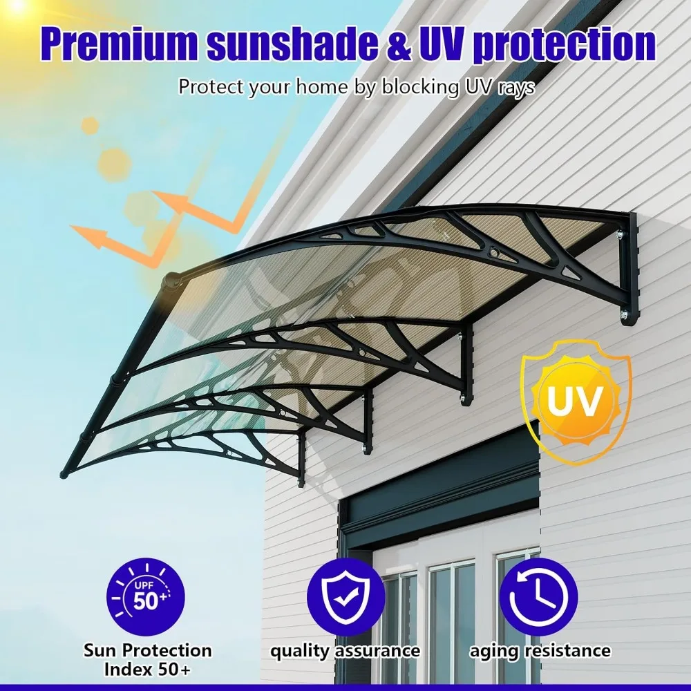 Exterior Door Awning, Window Canopy, Polycarbonate Overhang Cover, UV Rain & Snow Protection