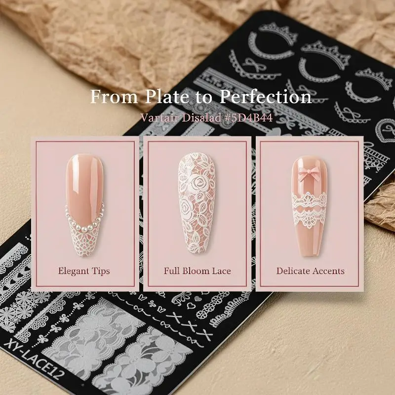 Stainless Steel Nail Stamping Plates Multiple Lace Floral Designs Reusable DIY Manicure Tool for Nail Art Creation