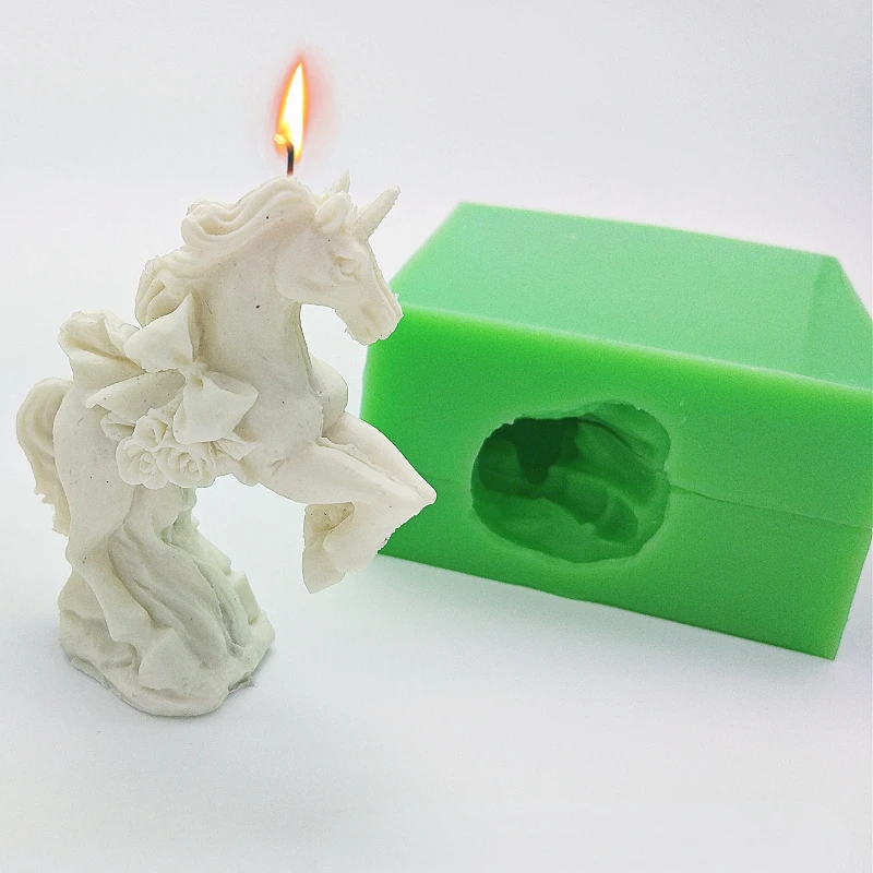 Cute Pony Silicone Candle Mold DIY Aromatic Animal Horse Candle Making Handmade Soap Resin Chocolate Mold Gifts Craft Home Decor