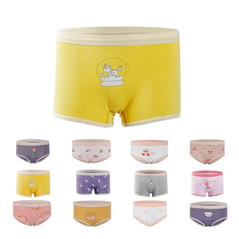 4PCS Girls Cotton Panties Summer Kid Thin Breathable Cartoon Briefs Young Children Underwears Toddler Antibacterial Knickers