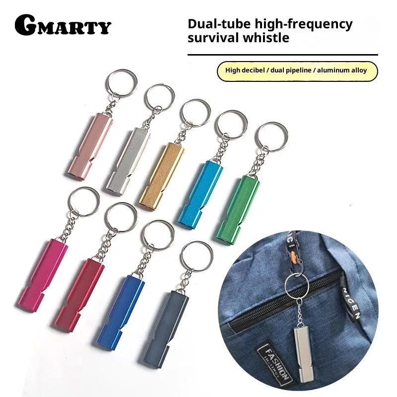 Dual Frequency Survival Whistle Flat Metal Whistle For Outdoor Hiking Climbing Emergence Whistle Cheerleading Souvenirs