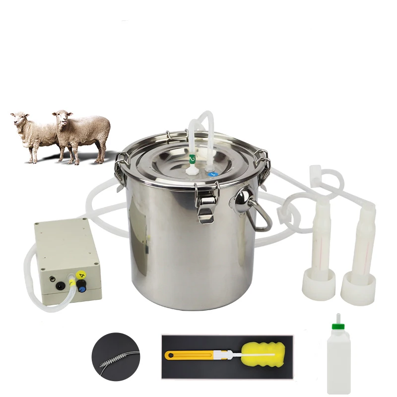 

220V 5L Electric Milking Machine Stainless Steel Milker For Farm Cows Goats Vacuum Pump Bucket Pasture Cow Sheep Milker